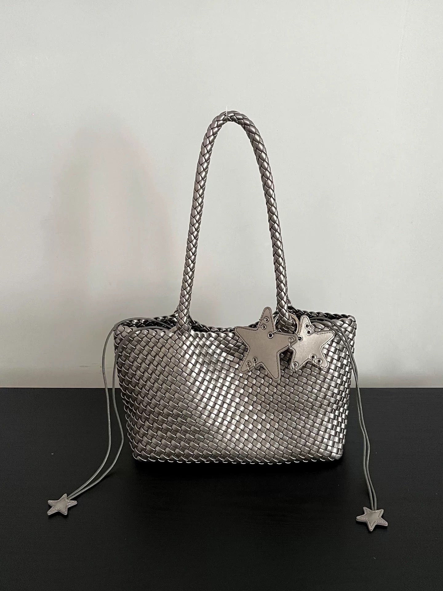 Handwoven PU Tote Bag for Women