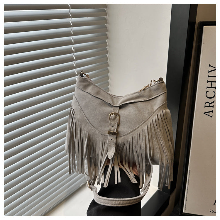 Retro PU Tassel Shoulder Handbag Tote Bag