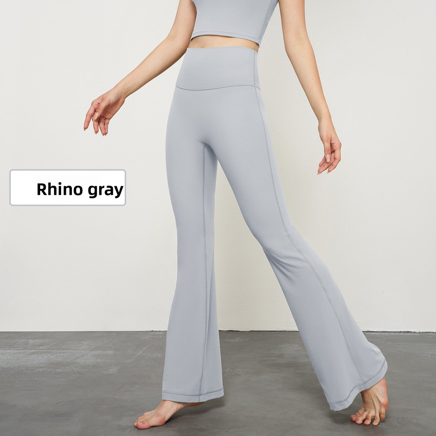 High elasticity micro-ruffled yoga pants, sheer high-waisted wide-leg pants