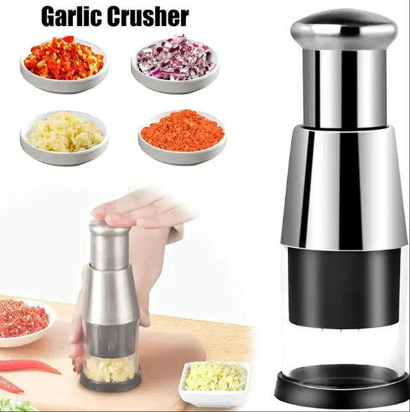 Press-type stainless steel pat knife kitchen vegetable cutter mashed garlic garlic masher manual garlic press artifact in stock