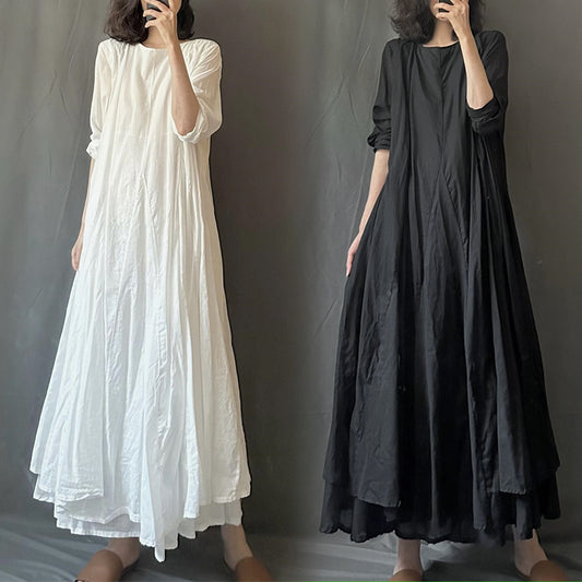 The long dress is loose and forest-style