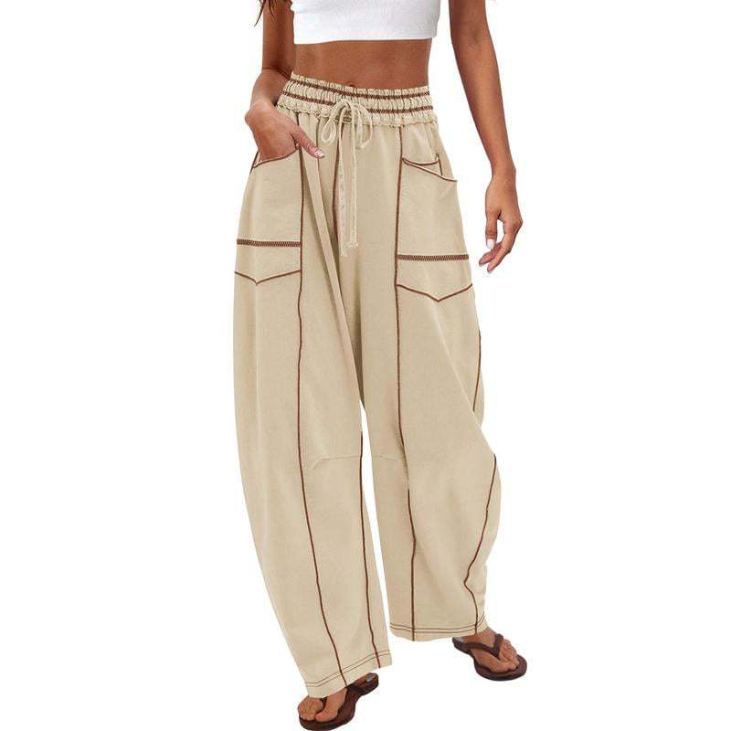 Summer wide-leg pants, drawstring waist casual pants and sweatpants