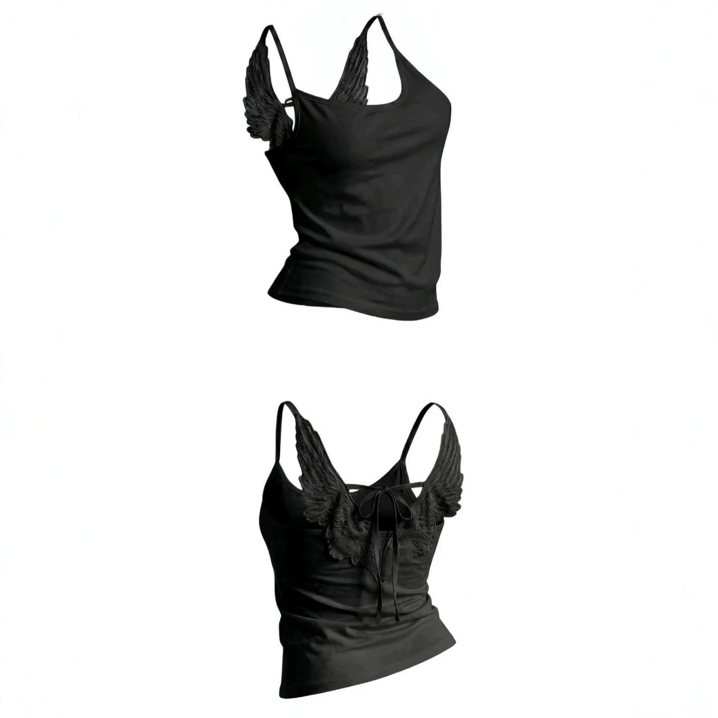Y2K Wing Design Slim-Fit Strappy Camisole Top