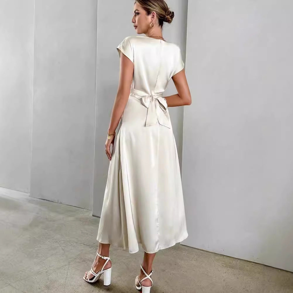 Satin one-sleeve dress