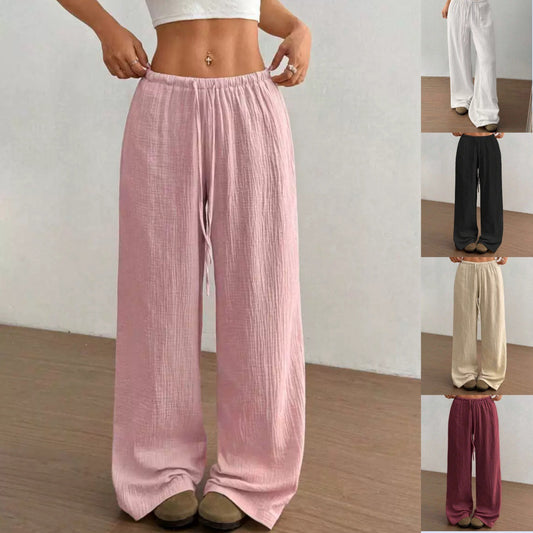 Womens Cotton Linen Wide Leg Pants
