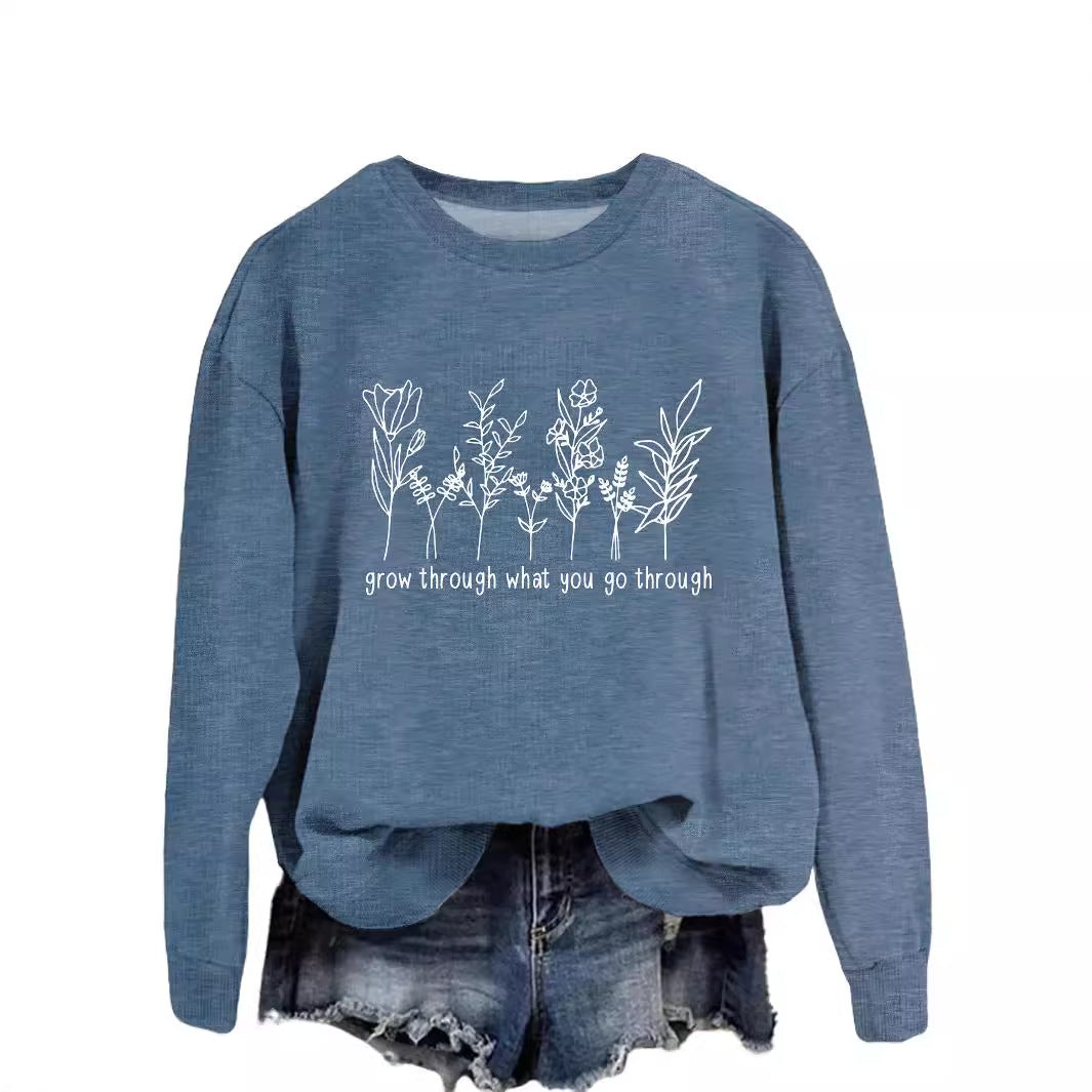 Casual round-neck hoodless sweatshirt