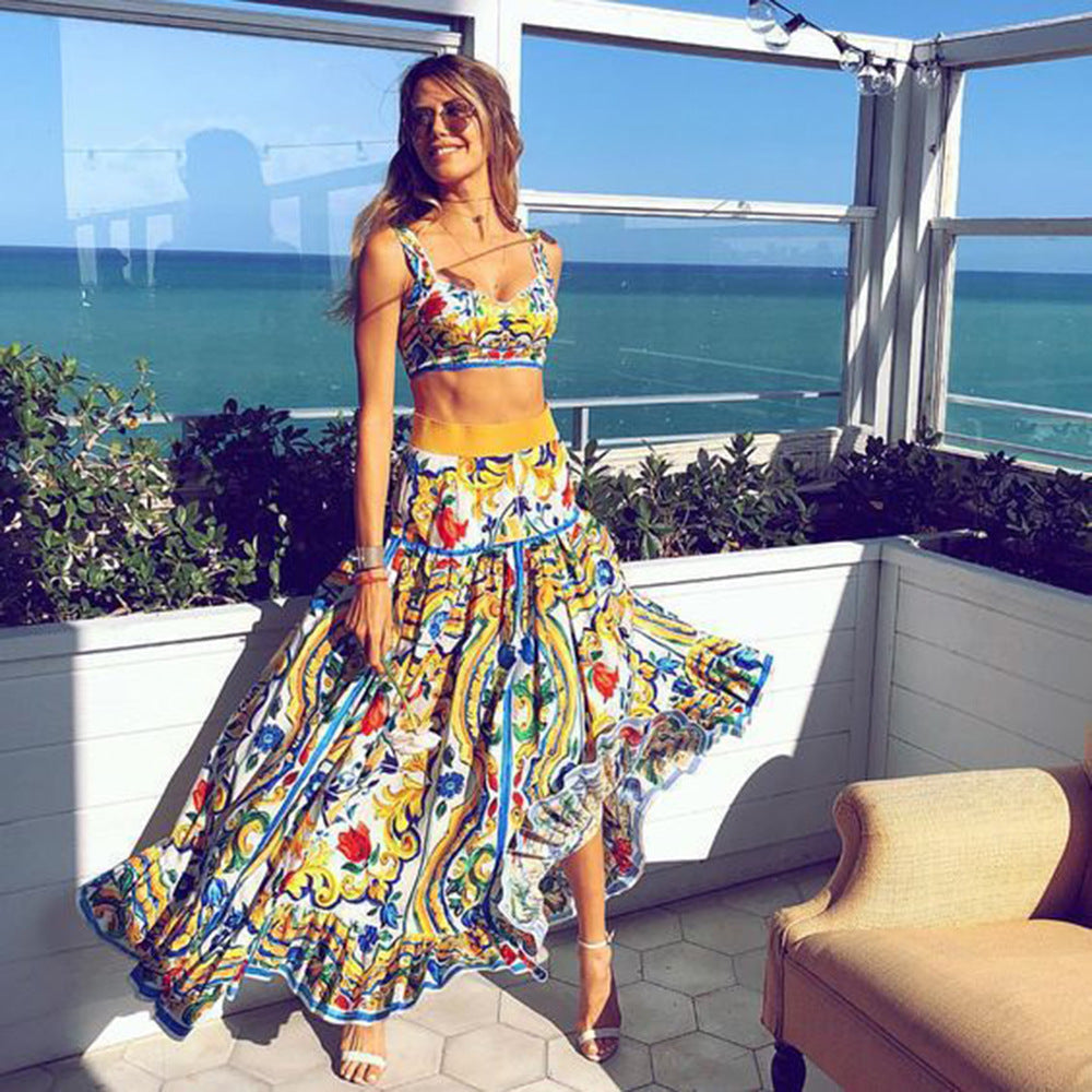 Spaghetti Strap Printed Dress