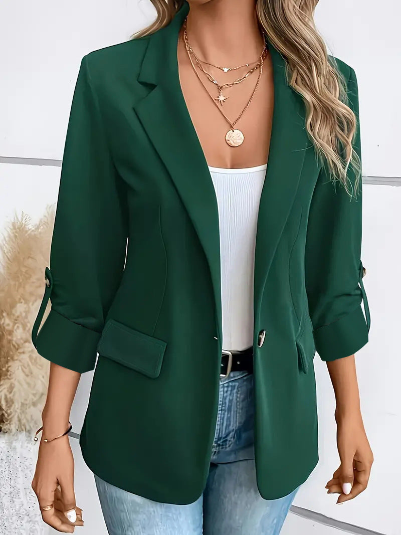 Women's Solid Color Long Sleeve Suit Jacket