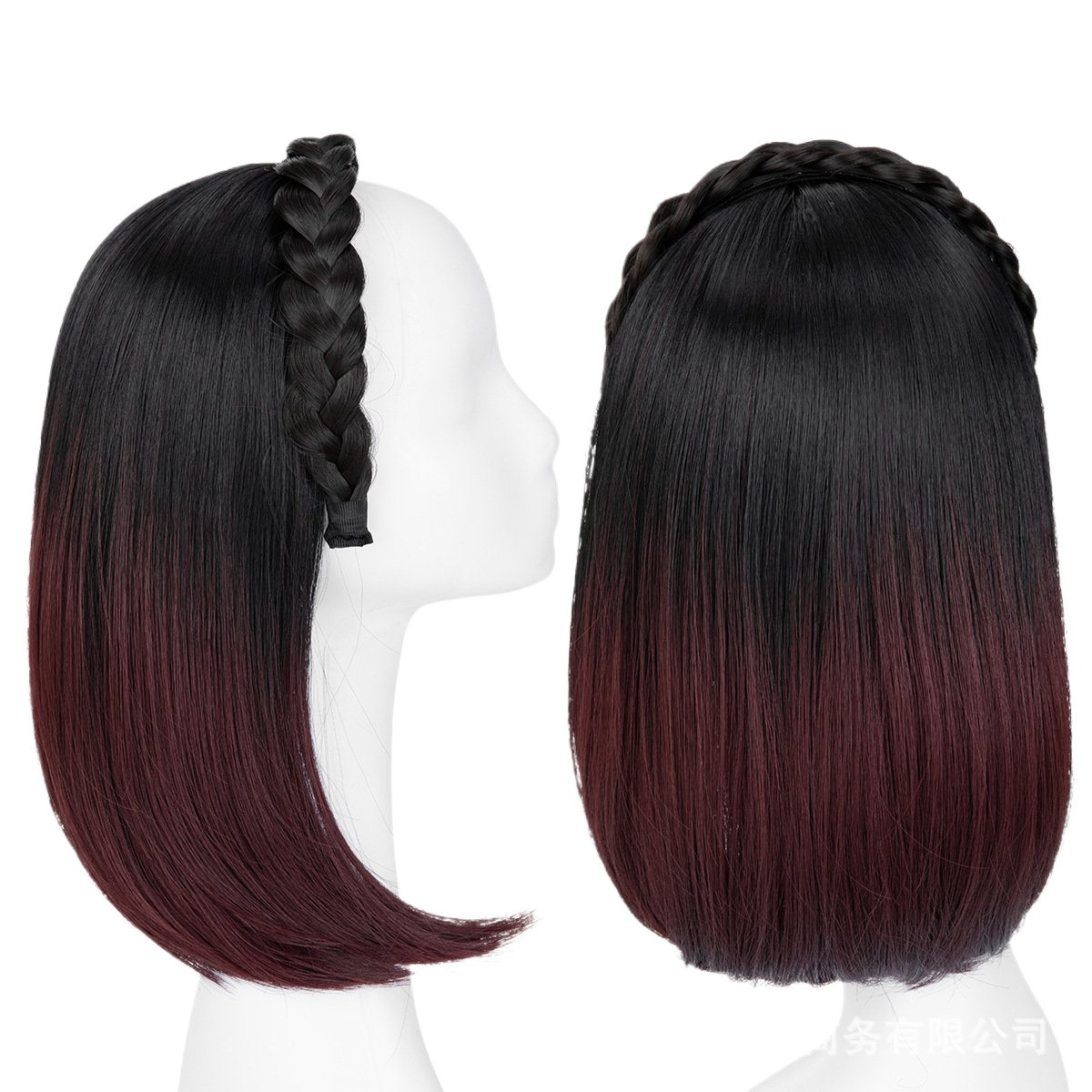 Long Straight Synthetic Hairpiece with Braided Headband High Temperature Fiber Full Volume Half Wig