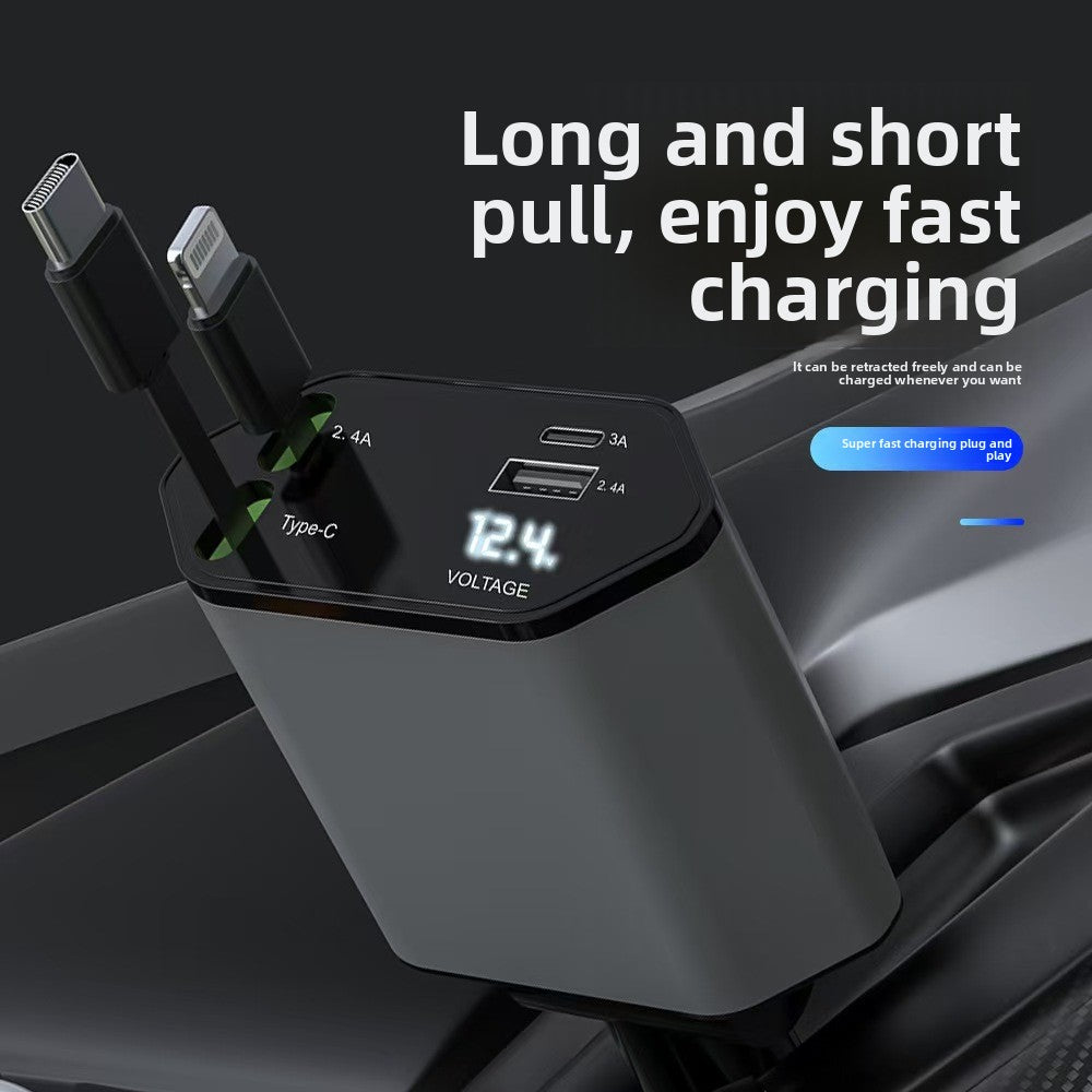 Four-in-one mobile phone charger telescopic cable