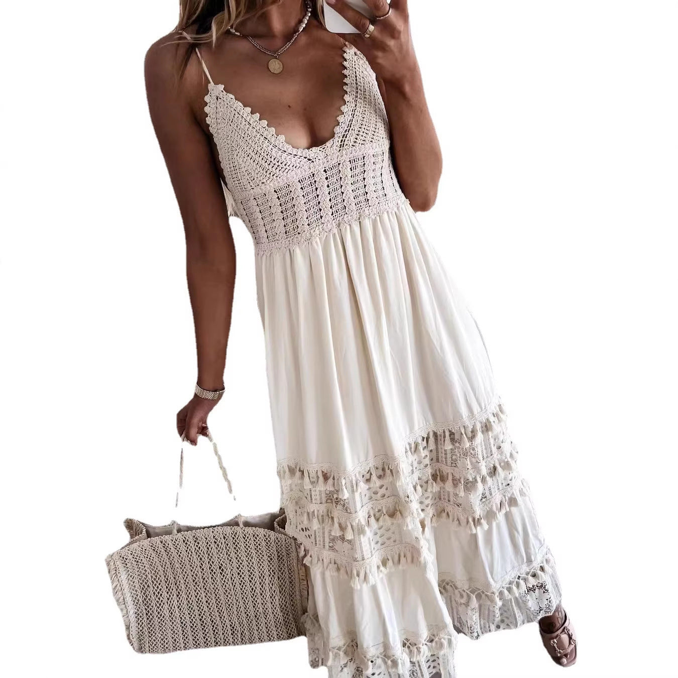 Womens Sleeveless V-Neck Dress