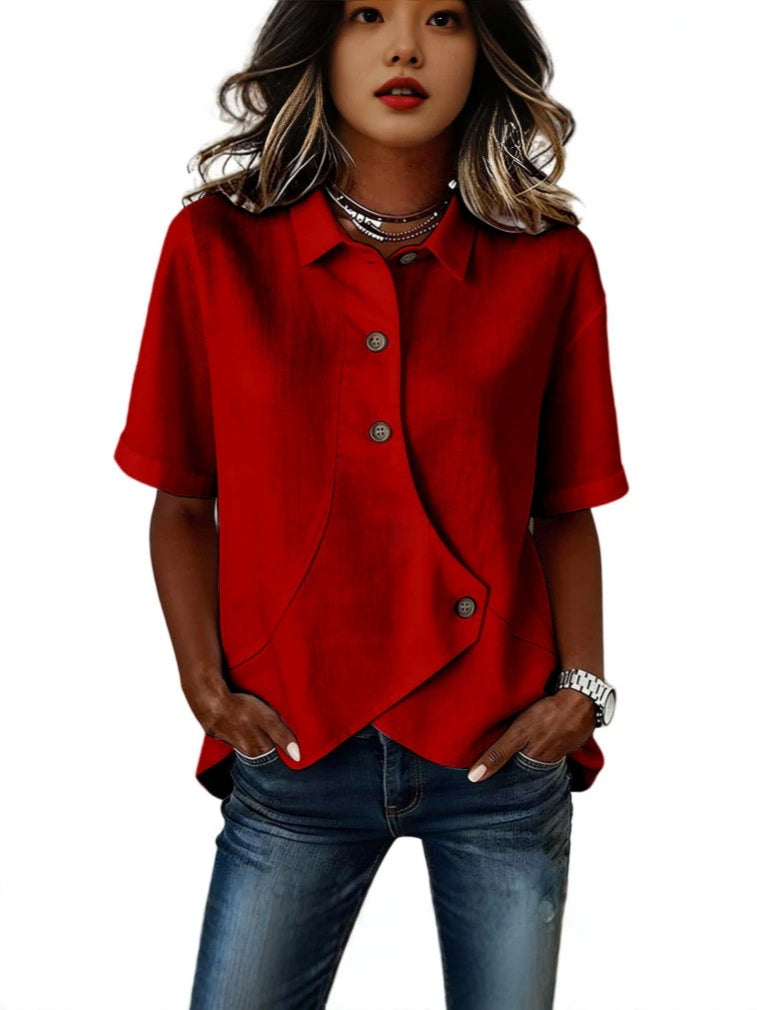 Women's Casual Cotton-Linen Shirt