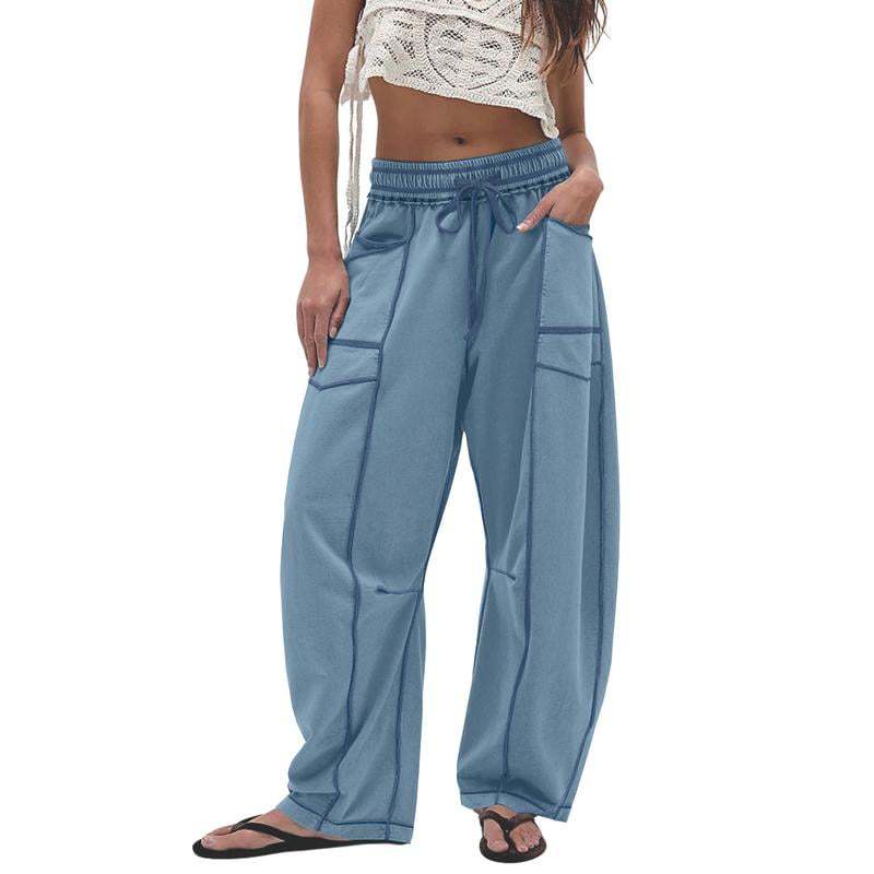 Summer wide-leg pants, drawstring waist casual pants and sweatpants
