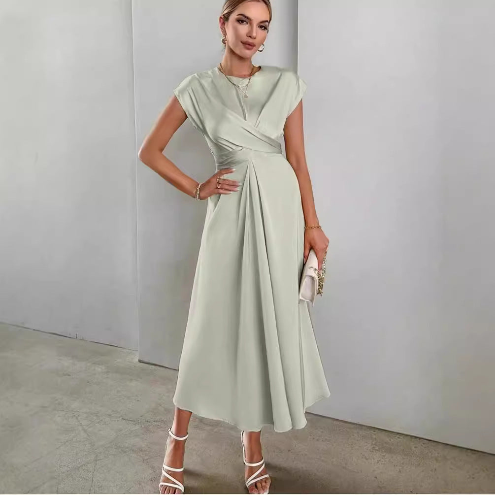 Satin one-sleeve dress