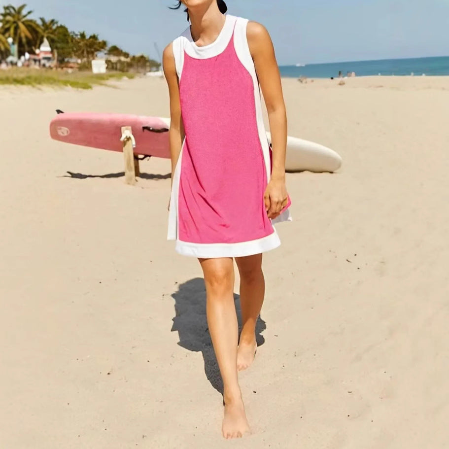 Casual multi-color round-neck sleeveless set