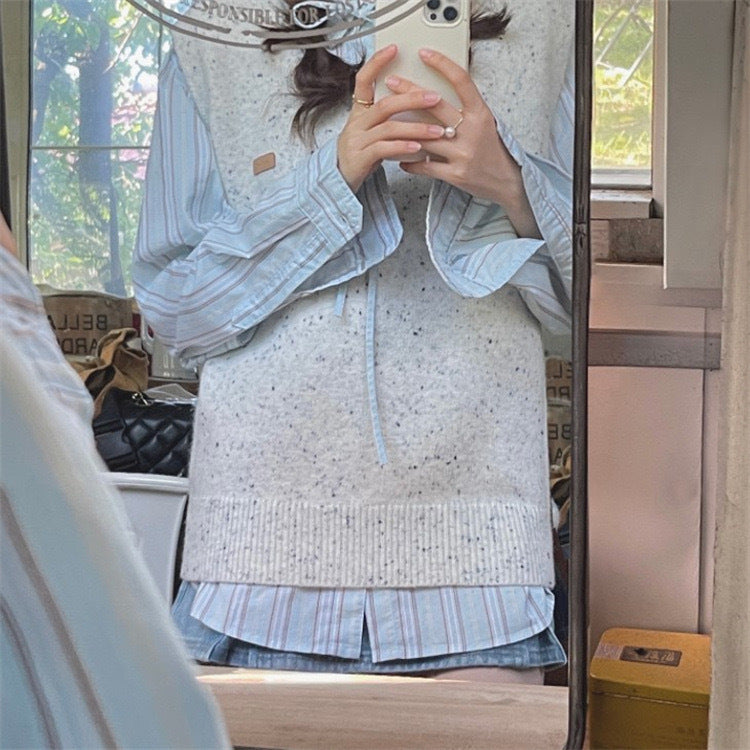 Womens Blue Striped Loose Shirt