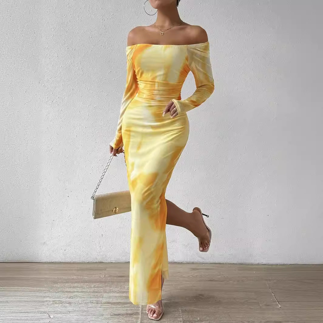 Sexy Tight Split Square Collar dress