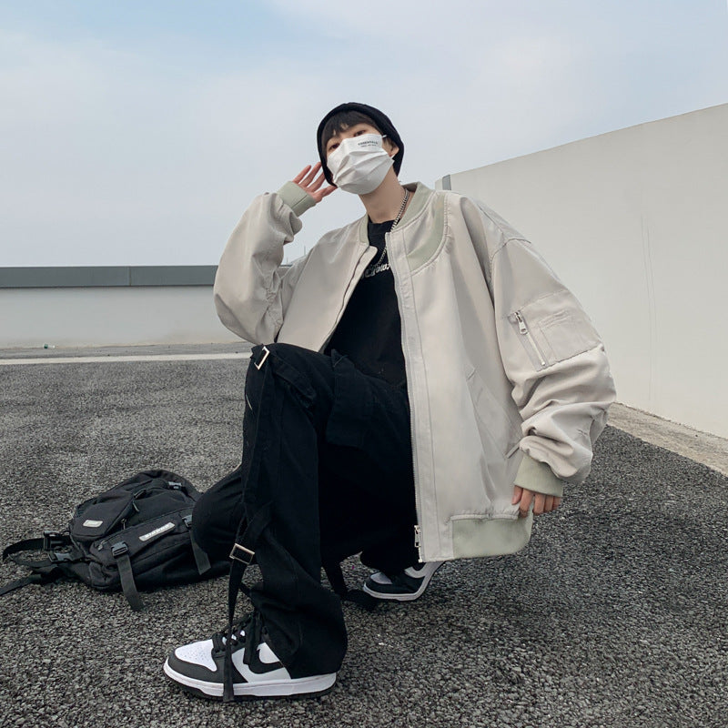 Retro Baseball Jacket Men's Loose Fit Cardigan