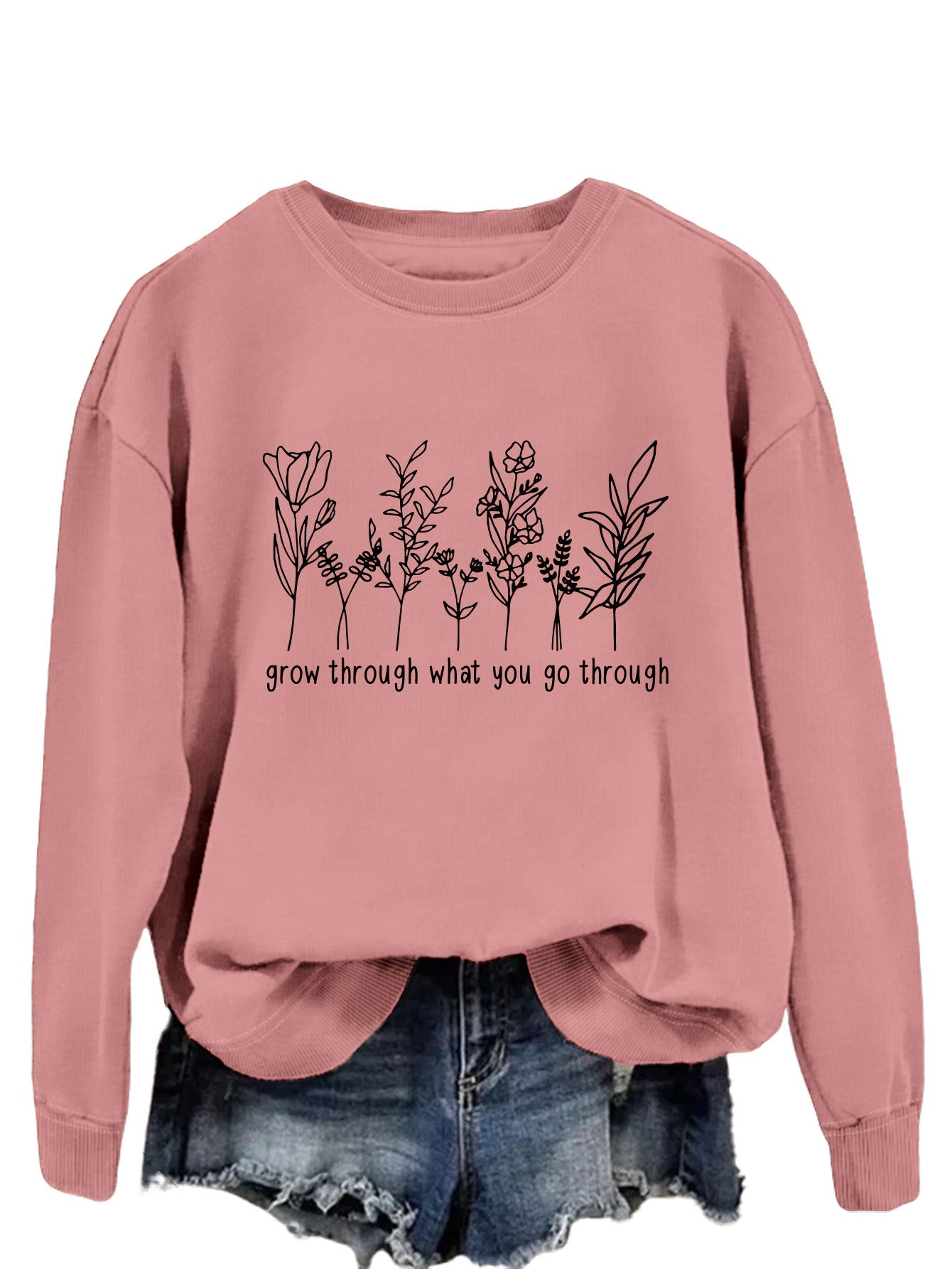 Casual round-neck hoodless sweatshirt