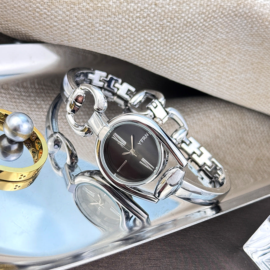 Vintage Button Bracelet Watch Fashion Quartz Women's Wristwatch.