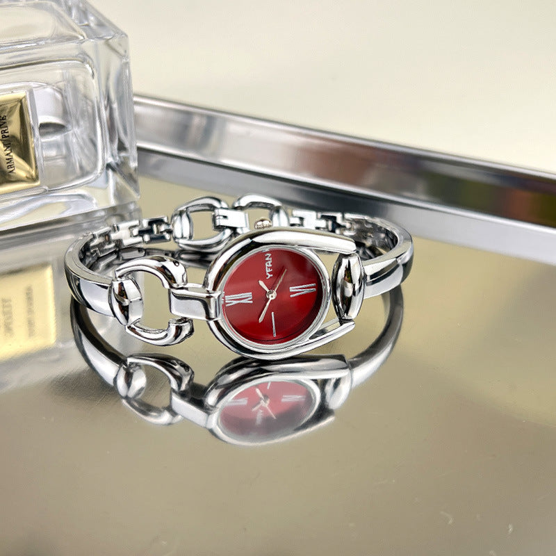 Vintage Button Bracelet Watch Fashion Quartz Women's Wristwatch.