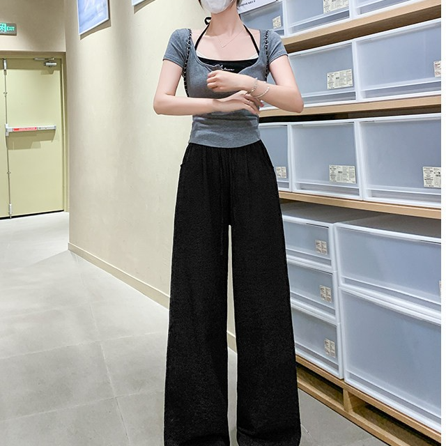 Women High Waist Wide Leg Cotton Linen Pants