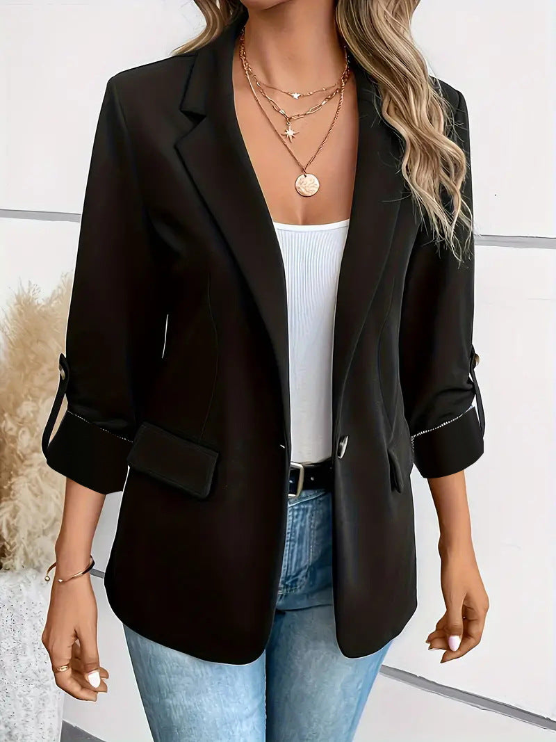 Women's Solid Color Long Sleeve Suit Jacket