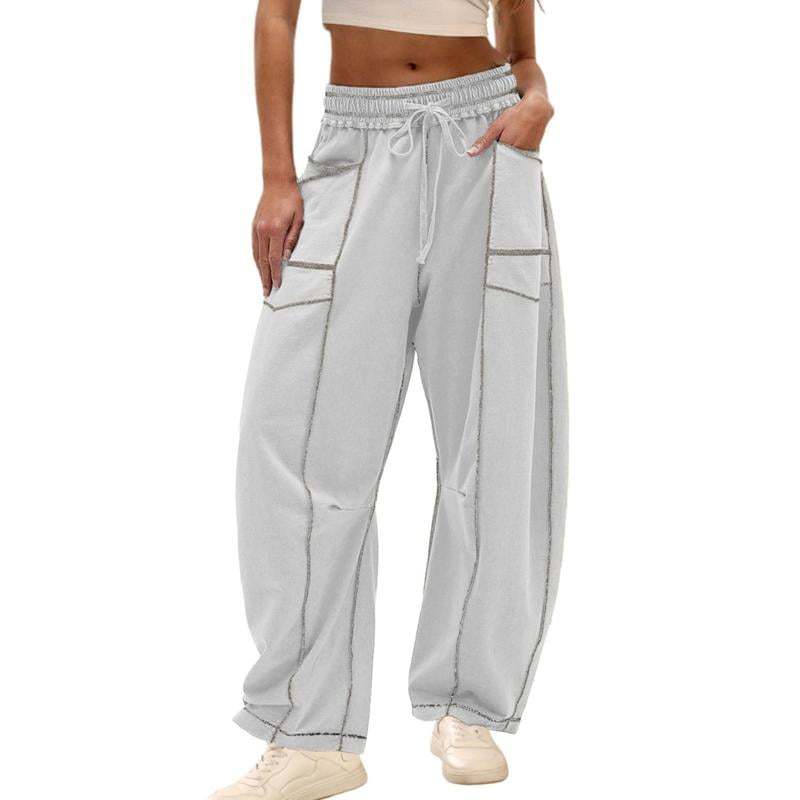Summer wide-leg pants, drawstring waist casual pants and sweatpants
