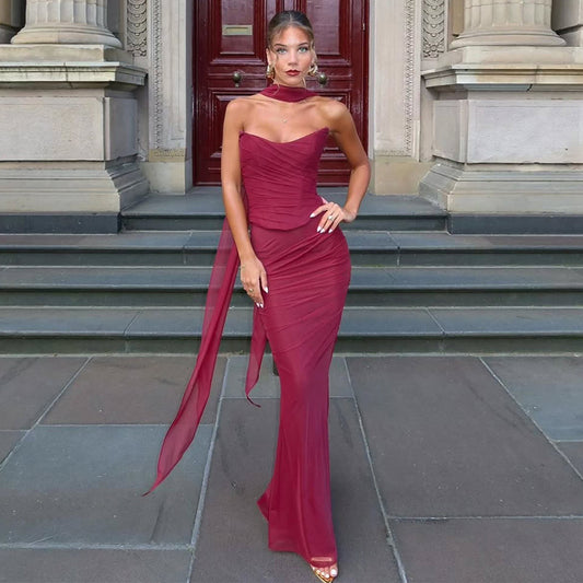 Womens Halter Neck Bodycon Dress Set