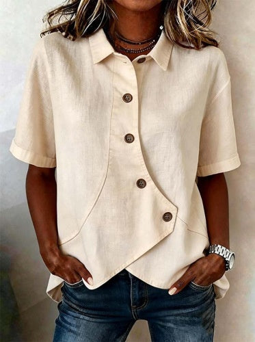Women's Casual Cotton-Linen Shirt
