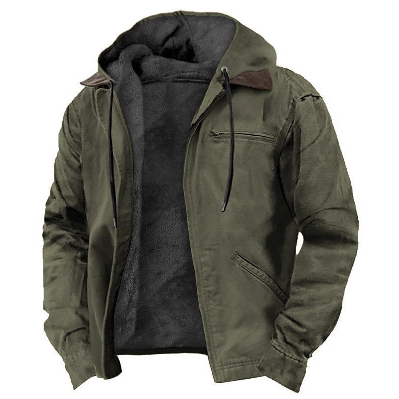 Mens Fleece Lined Hooded Jacket