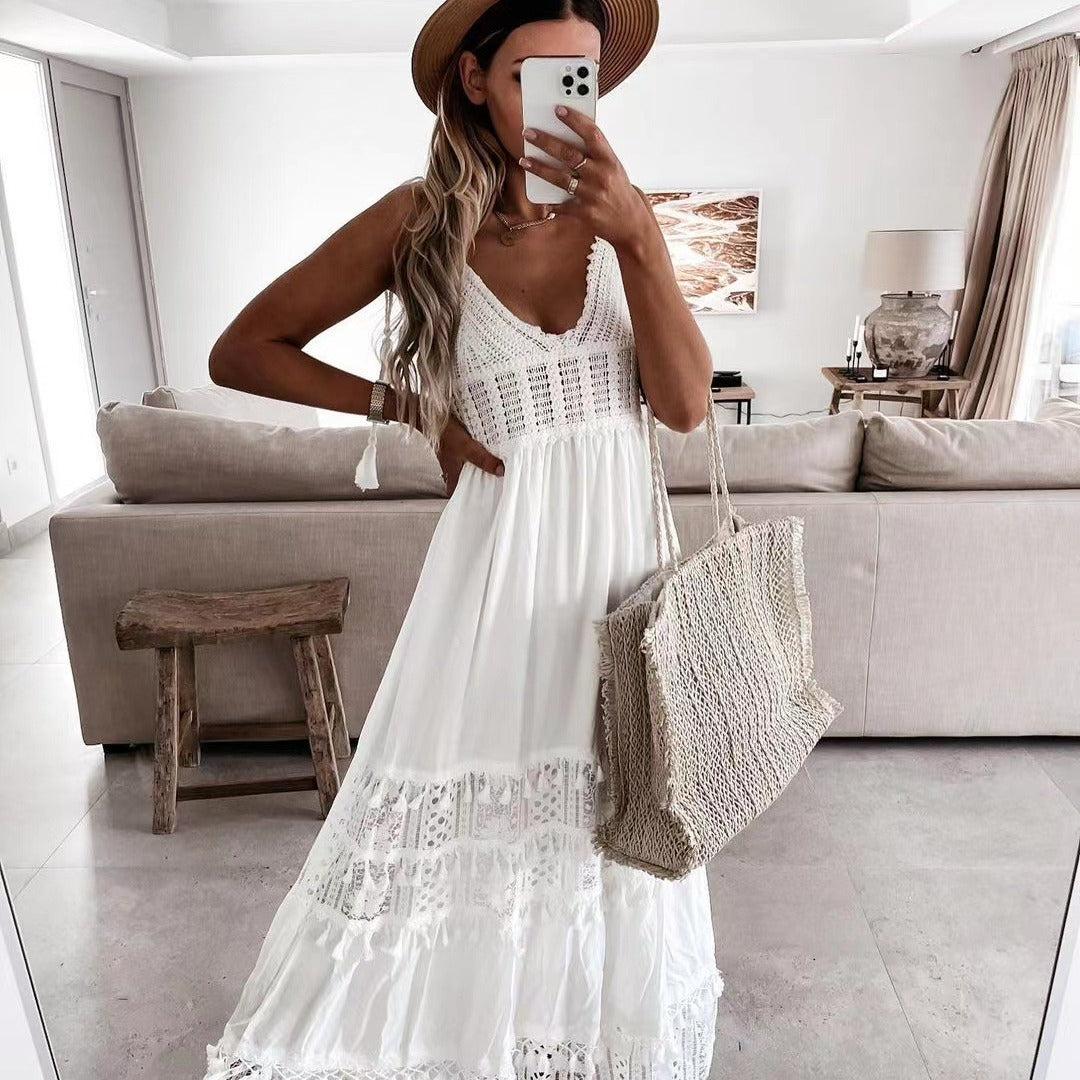 Womens Sleeveless V-Neck Dress