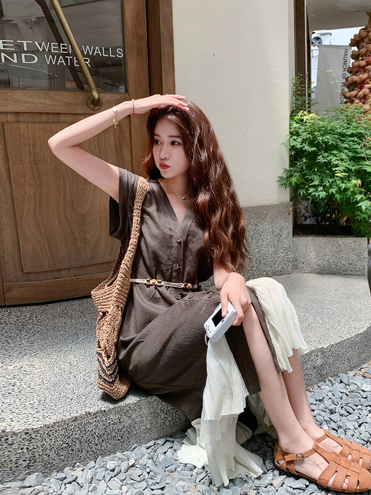 French-style plaid dress