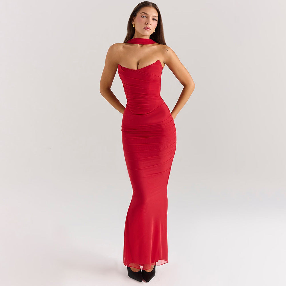 Womens Halter Neck Bodycon Dress Set