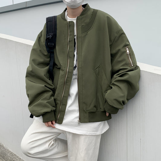 Retro Baseball Jacket Men's Loose Fit Cardigan