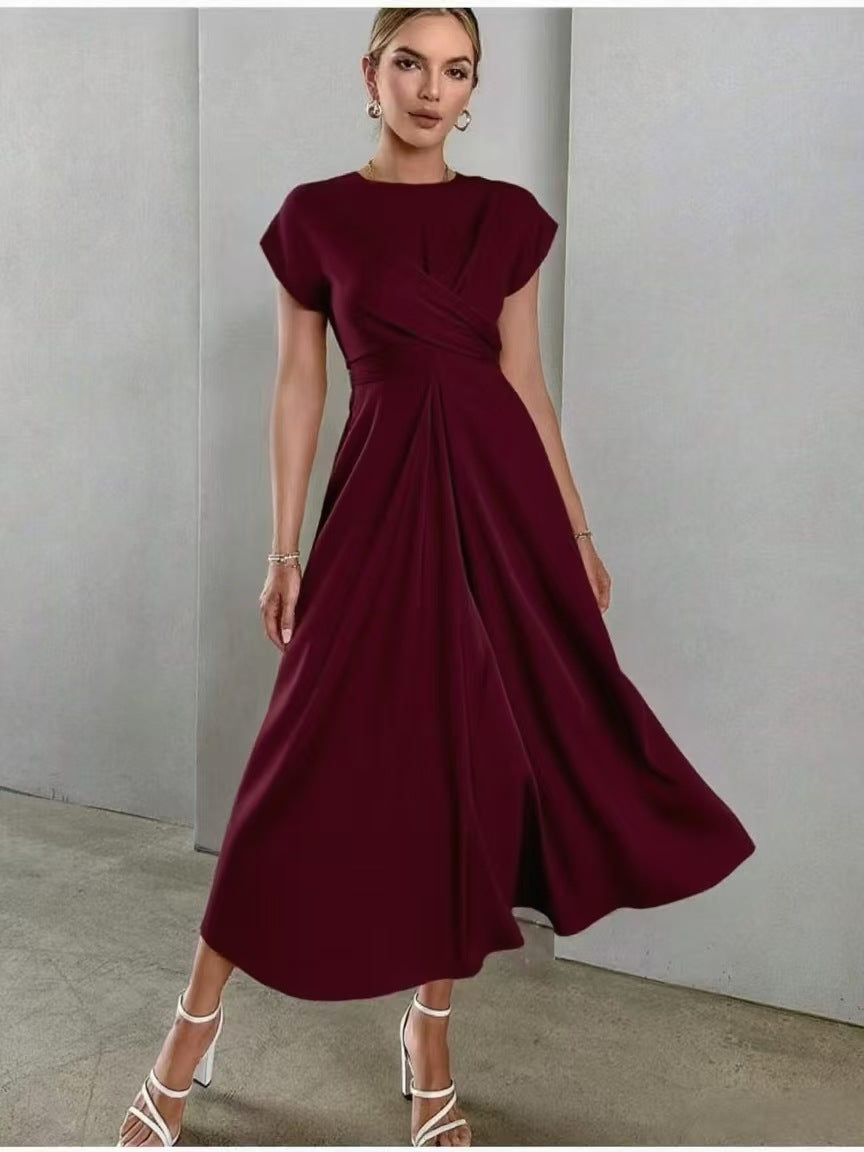 Satin one-sleeve dress