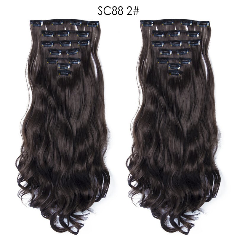 Seven Piece Wig Piece 16 Card Women Chemical Fibre High Temperature Silk Wig Long Curly Hair