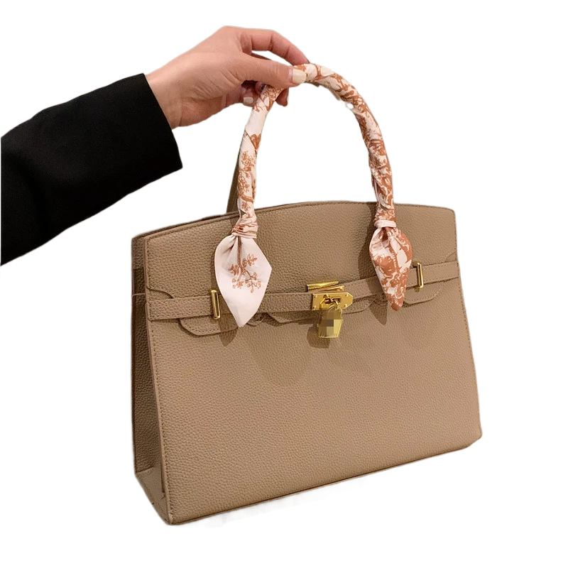 Women's Fashion Lock Scarf Kelly Bag Crossbody Tote Bag