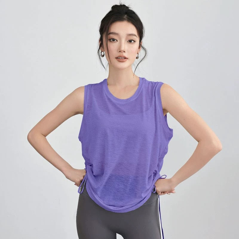 Sporty short-sleeved loose yoga smock