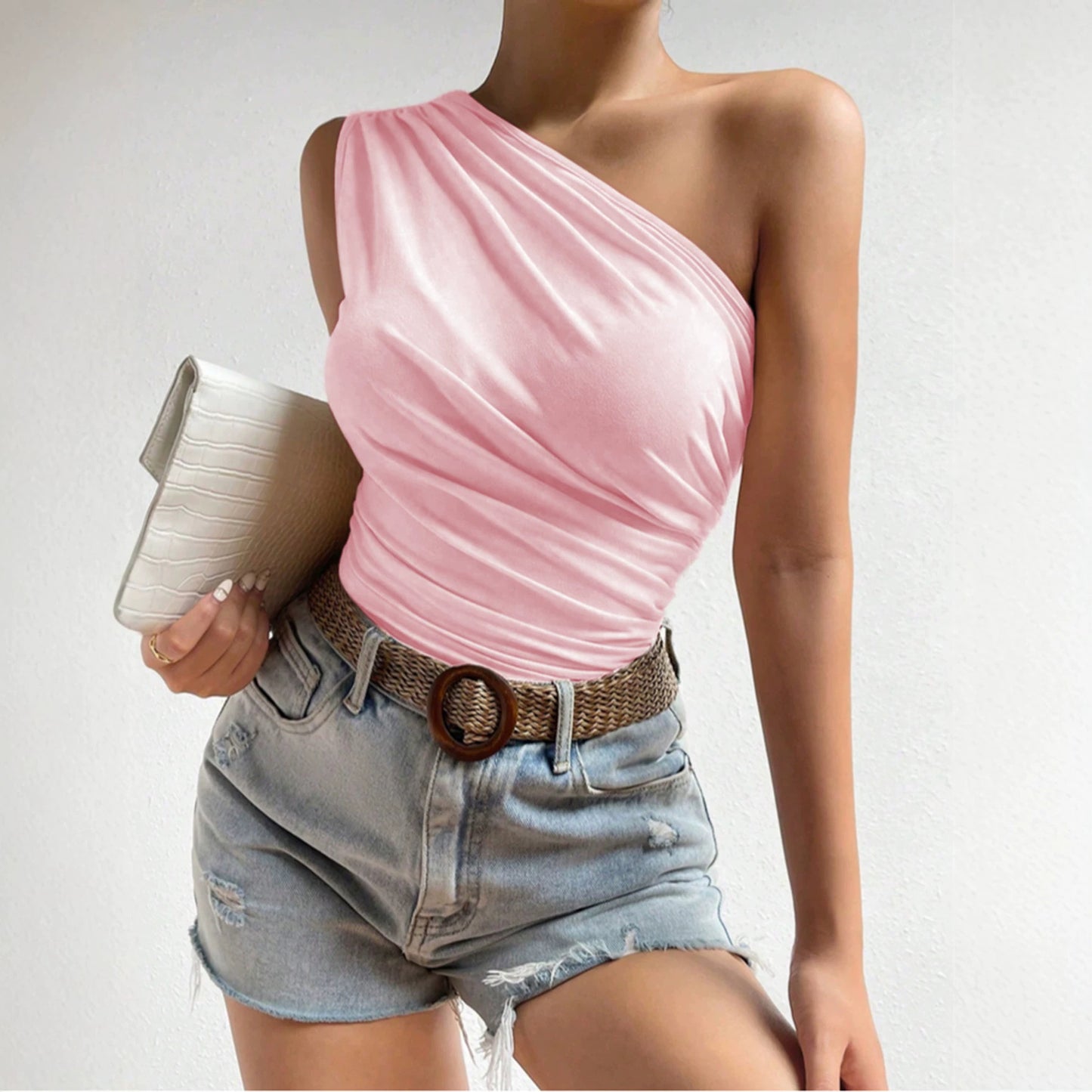 Womens One-Shoulder Slimming Top
