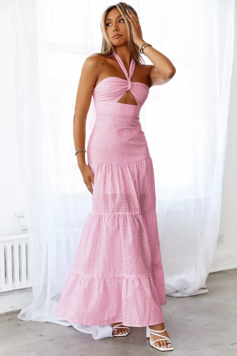 Long sleeve halter top dress without sleeves