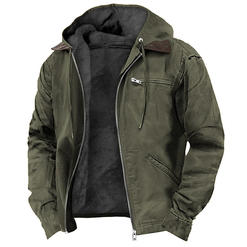 Mens Fleece Lined Hooded Jacket