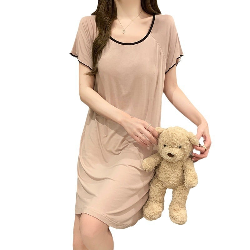 Summer plain-color slip dress with underwire support