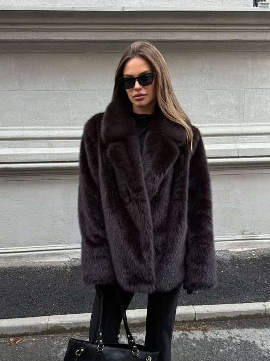 Fur coat of fox skin