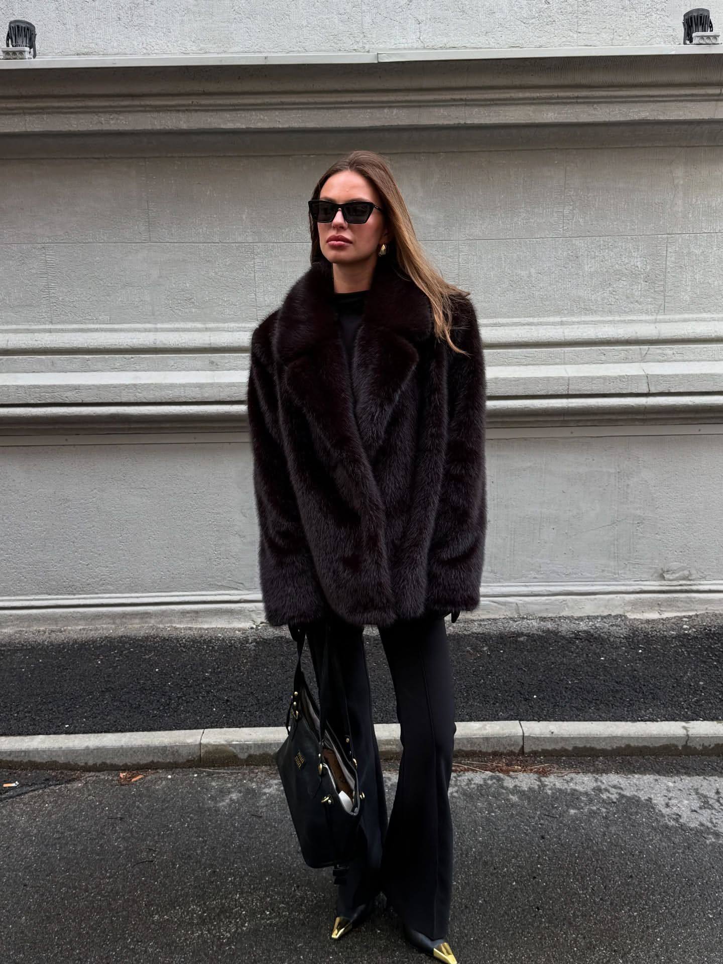 Fur coat of fox skin