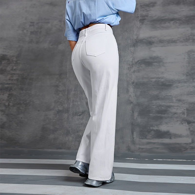 Wide-leg high-waisted jeans