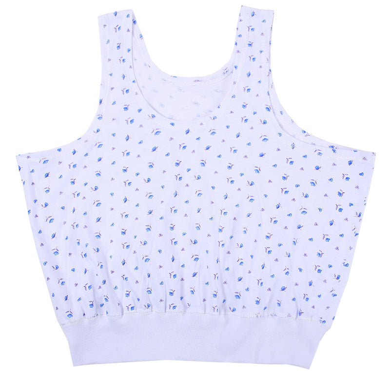 Printed Summer Middle-aged and Elderly Short Vest Underwear Women's Cotton Large Size Elder's Undershirt Bra Mother's Sling Thin Vest