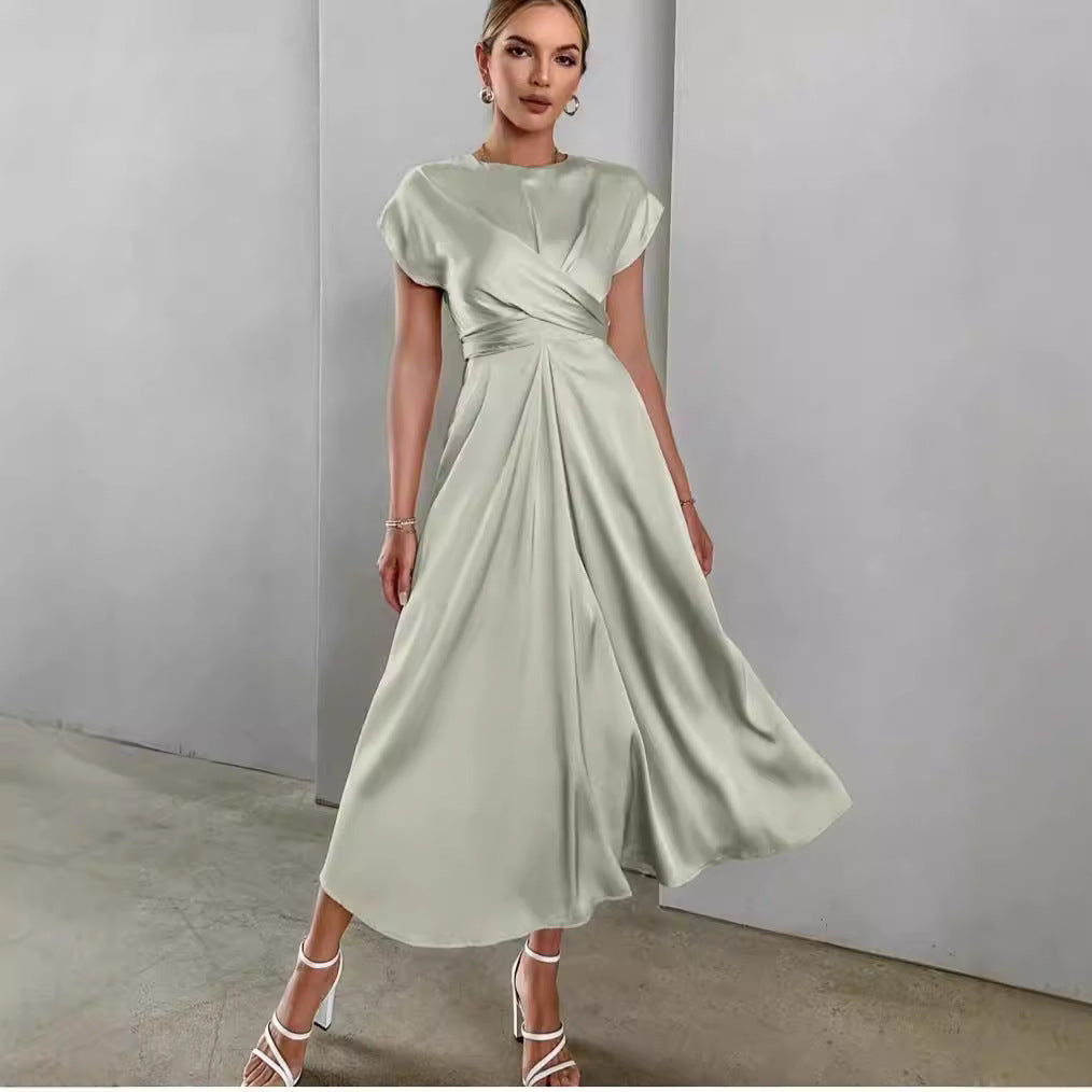 Satin one-sleeve dress