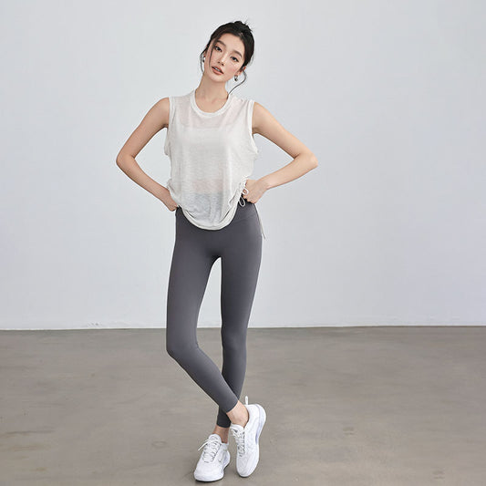 Sporty short-sleeved loose yoga smock