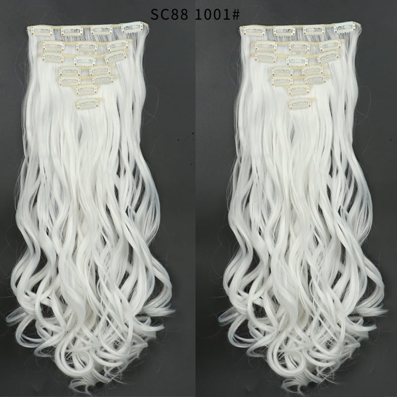 Seven Piece Wig Piece 16 Card Women Chemical Fibre High Temperature Silk Wig Long Curly Hair